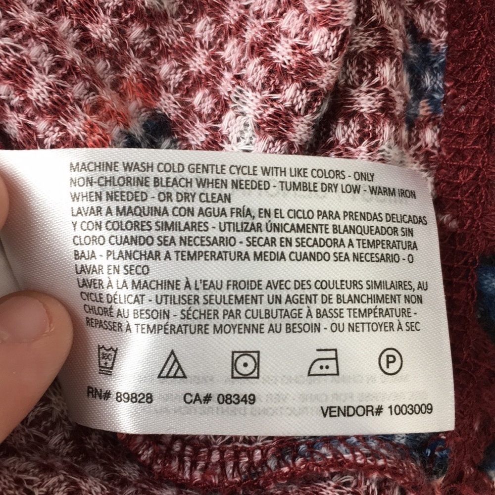 William Rast Burgundy Floral Waffle Knit Top - Picture 8 of 10